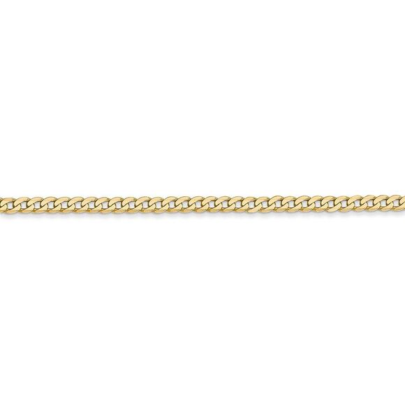 14k Yellow Gold 2.2mm Solid Beveled Curb Chain Anklet, 10 Inch - Picture 2 of 5